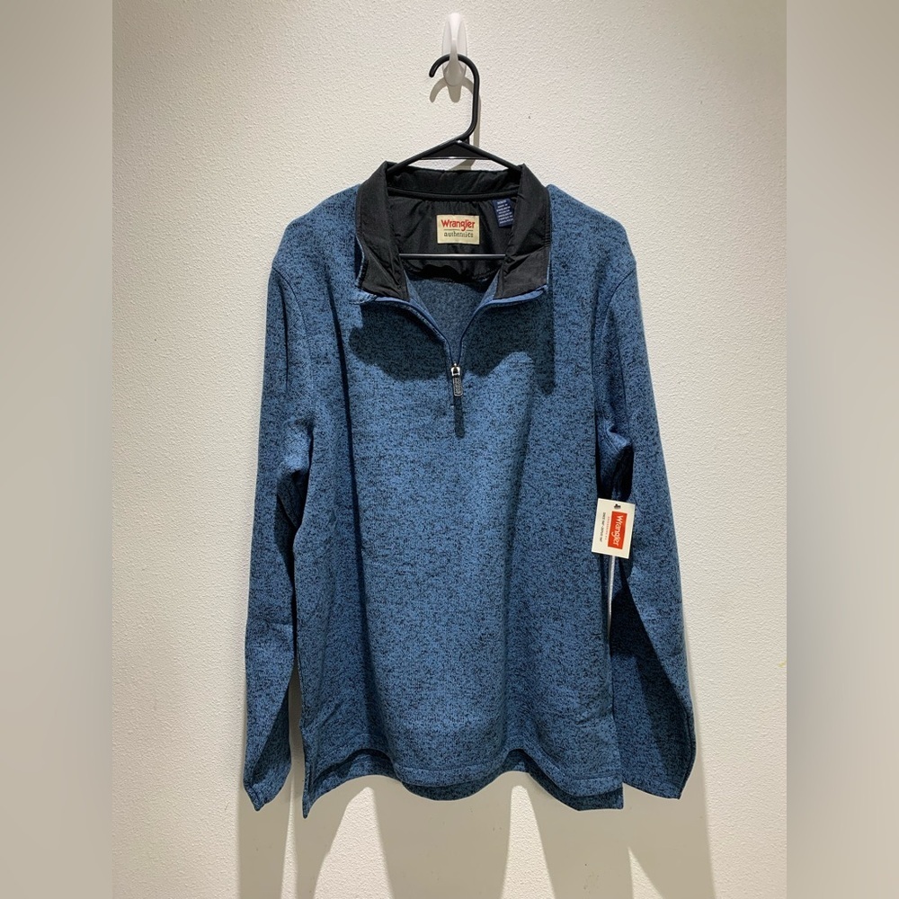 Wrangler Men's 1/4 Zip Pullover Sweater Blue Knit Size M NWT